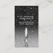 美容師モダンブラック&シルバーグリッターサロン 名刺 (裏面)