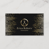 美容師モダンブラック&金ゴールドアポイントメント 予約カード (正面)