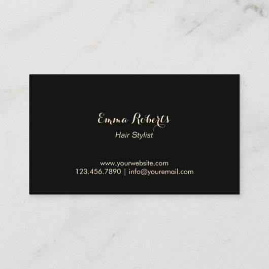 美容師モダンブラック&金ゴールドストライプエレガント 名刺 (裏面)