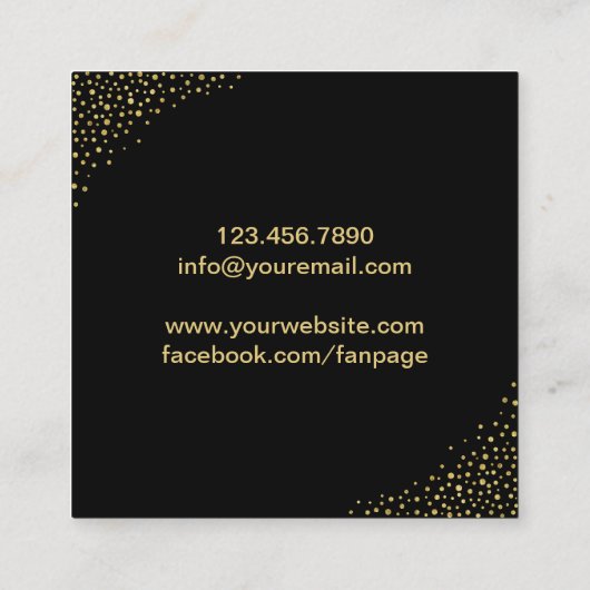美容師モダンブラック&金ゴールド美しいサロン スクエア名刺 (裏面)