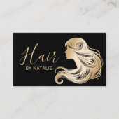 美容師モダンブラック&金ゴールド美しいサロン 名刺 (正面)