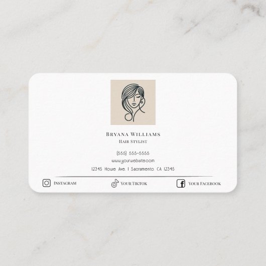 美容師モダンベミニマルイージホワイトミニマリスト 名刺 (裏面)