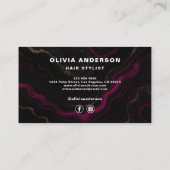 美容師モダンホットピンクアゲートマーブル 名刺 (裏面)