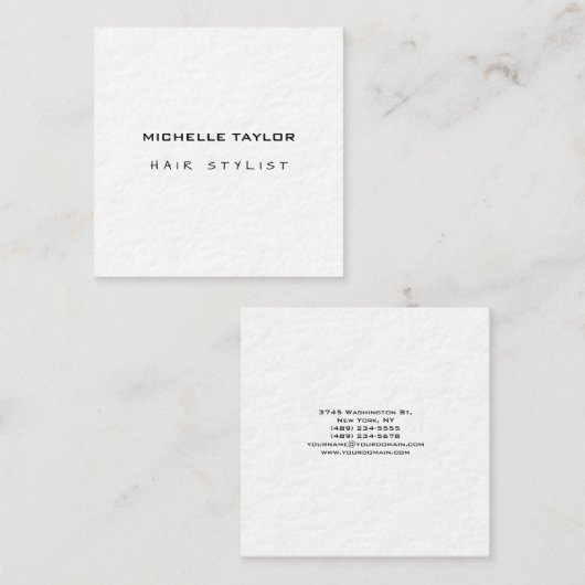 美容師モダンミニマルトレンディーラグジュアリーシック スクエア名刺 (正面/裏面)