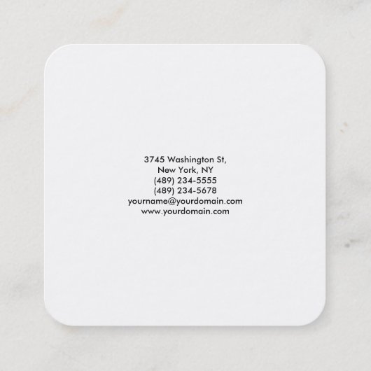 美容師モダンミニマルトレンディー白黒 スクエア名刺 (裏面)