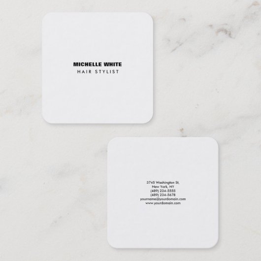 美容師モダンミニマルトレンディー白黒 スクエア名刺 (正面/裏面)