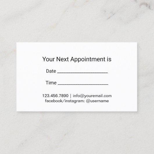 美容師モダンレッドスクリプトアポイントメント 予約カード (裏面)