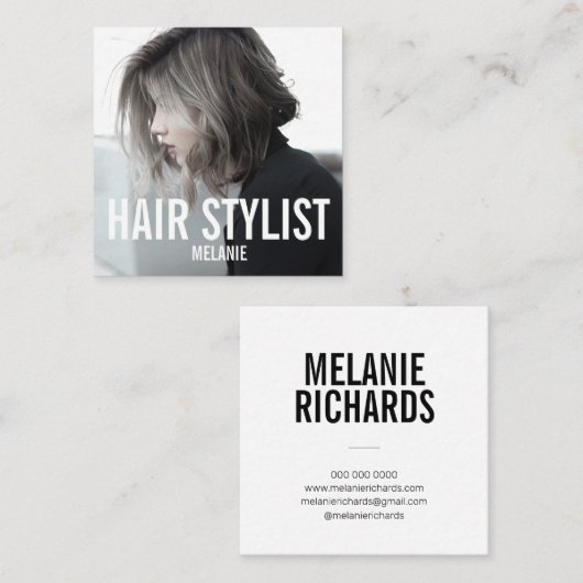 美容師モダン写真 スクエア名刺 (正面/裏面)