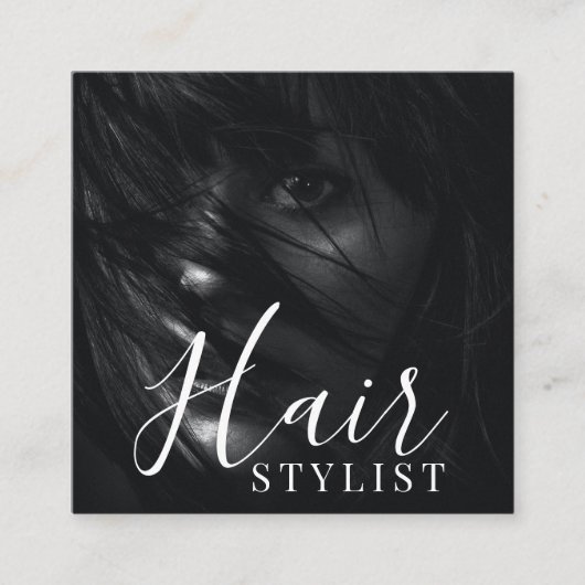 美容師モダン写真QRコード スクエア名刺 (正面)