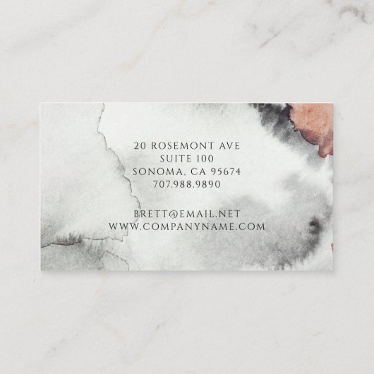 美容師モダン抽象芸術ウォーターカラーテラコッタ 名刺 (裏面)