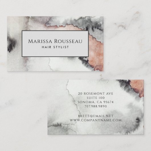 美容師モダン抽象芸術ウォーターカラーテラコッタ 名刺 (正面/裏面)