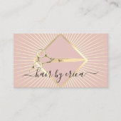 美容師モダン赤面ピンク&金ゴールド美しいサロン 名刺 (正面)