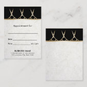 美容師モダン金ゴールドはさみアポイントメント 予約カード (正面/裏面)