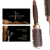 美容師モダン金ゴールドはさみ名刺 名刺