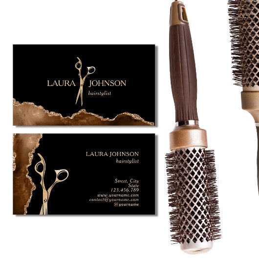 美容師モダン金ゴールドはさみ名刺 名刺