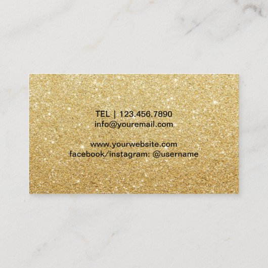 美容師モダン金ゴールドグリッターヘアサロン 名刺 (裏面)