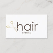 美容師モダン金ゴールドシザーヘアサロン 名刺 (正面)