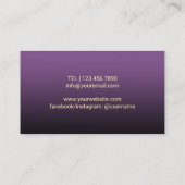 美容師モダン金ゴールドシークインパープルサロン 名刺 (裏面)