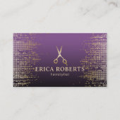 美容師モダン金ゴールドシークインパープルサロン 名刺 (正面)