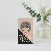 美容師モダン金ゴールドスクリプトアフロヘア 名刺 (スタンド正面)