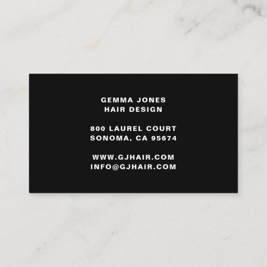 美容師モダン金ゴールドスクリプトモノグラムブラック 名刺 (裏面)