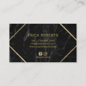 美容師モダン金ゴールドタイポグラフィブラックマーブル 名刺 (裏面)