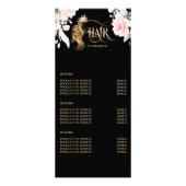 美容師モダン金ゴールドタイポグラフィ価格表 ラックカード (正面)