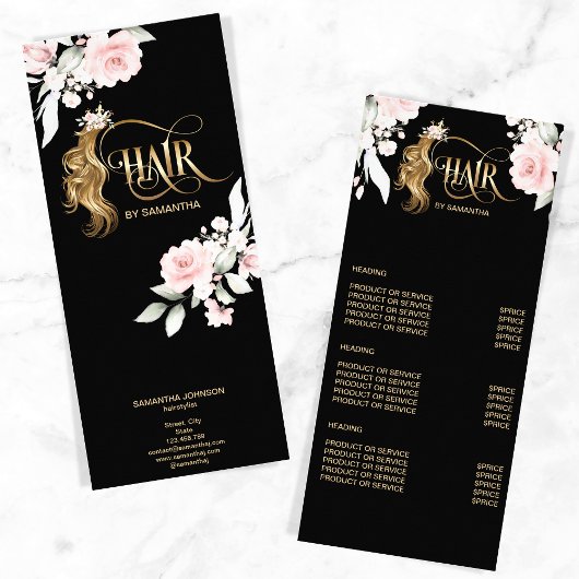 美容師モダン金ゴールドタイポグラフィ価格表 ラックカード