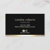 美容師モダン金ゴールドタイポグラフィ美しいサロン 名刺 (裏面)