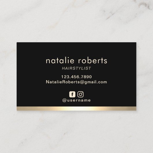 美容師モダン金ゴールドタイポグラフィ美しいサロン 名刺 (裏面)