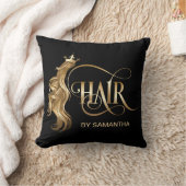 美容師モダン金ゴールドタイポグラフィ育毛 クッション (ブランケット)