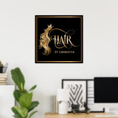 美容師モダン金ゴールドタイポグラフィ育毛 ポスター (ホームオフィス)