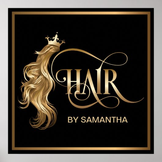 美容師モダン金ゴールドタイポグラフィ育毛 ポスター (正面)