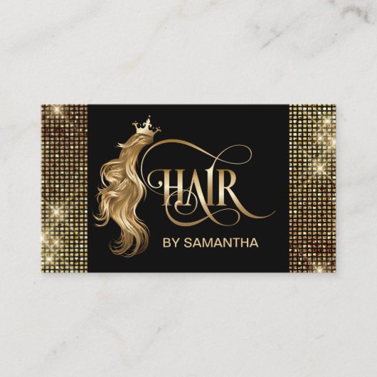美容師モダン金ゴールドタイポグラフィ育毛 名刺 (正面)