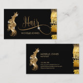 美容師モダン金ゴールドタイポグラフィ育毛 名刺 (正面/裏面)