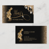 美容師モダン金ゴールドタイポグラフィ育毛 名刺 (正面/裏面)