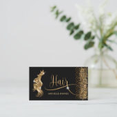 美容師モダン金ゴールドタイポグラフィ育毛 名刺 (スタンド正面)