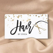 美容師モダン金ゴールドタイポグラフィ&シザー 名刺