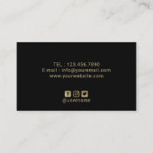 美容師モダン金ゴールドブラシストロークサロン 名刺 (裏面)