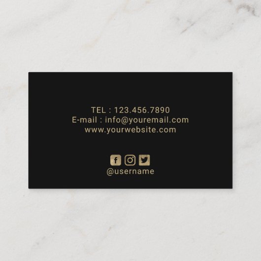 美容師モダン金ゴールドブラシストロークサロン 名刺 (裏面)