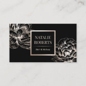 美容師モダン金ゴールドボタニカル美しいサロンBU 名刺 (正面)