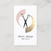 美容師モダン金ゴールド赤面ピンクシザーサロン 名刺 (正面)