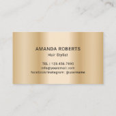 美容師モダン金ゴールド3Dスクリプトヘアサロン 名刺 (裏面)
