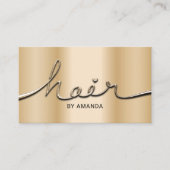 美容師モダン金ゴールド3Dスクリプトヘアサロン 名刺 (正面)