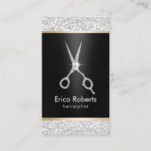 美容師モダン銀グリッターアポイントメント 予約カード (正面)