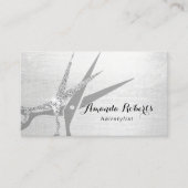 美容師モダン銀グリッターシザーサロン 名刺 (正面)