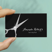 美容師モダン銀グリッターシザーサロン 名刺