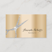 美容師モダン銀シザーサロン金ゴールド 名刺 (正面)