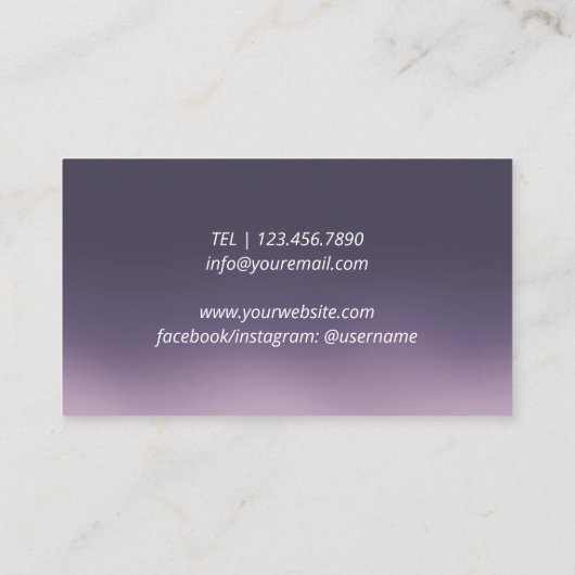 美容師モダン銀シザーレーザーサロン紫 名刺 (裏面)
