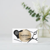 美容師モデル金ゴールドサークルヘアサロン 名刺 (スタンド正面)